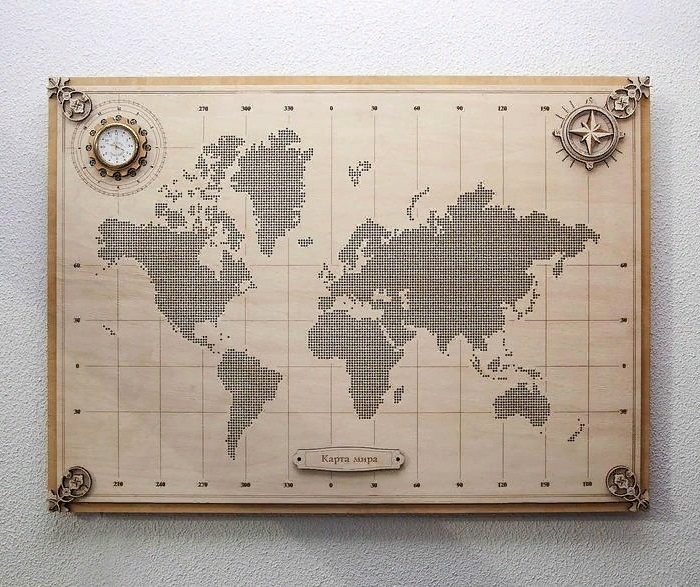 World Map Wall Decor For Laser Cutting Free Vector File