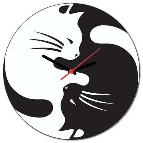 Yin Yang Cats Wall Clock For Laser Cut Free Vector File